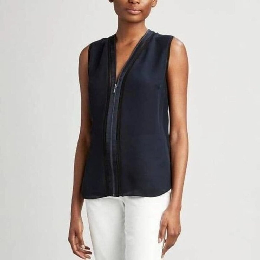 NWT! Elie Tahari Navy & Black Sleeveless Top - Size Large